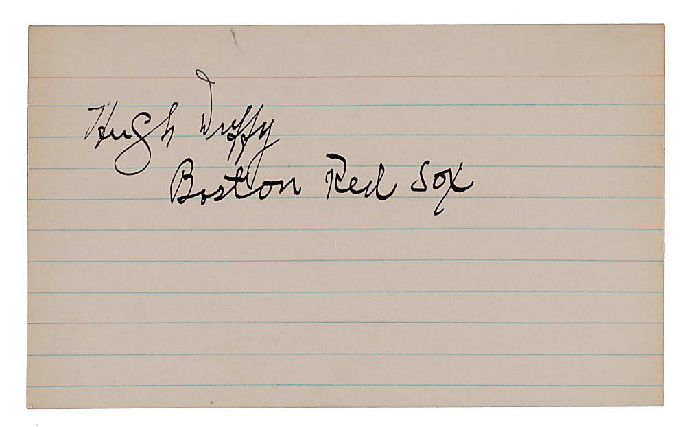 Hugh Duffy Signed Index Card with Boston Red Sox Inscription - Full JSA LOA