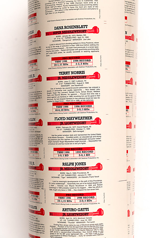 1997 Brown's Boxing Uncut Sheet with Floyd Mayweather Rookie