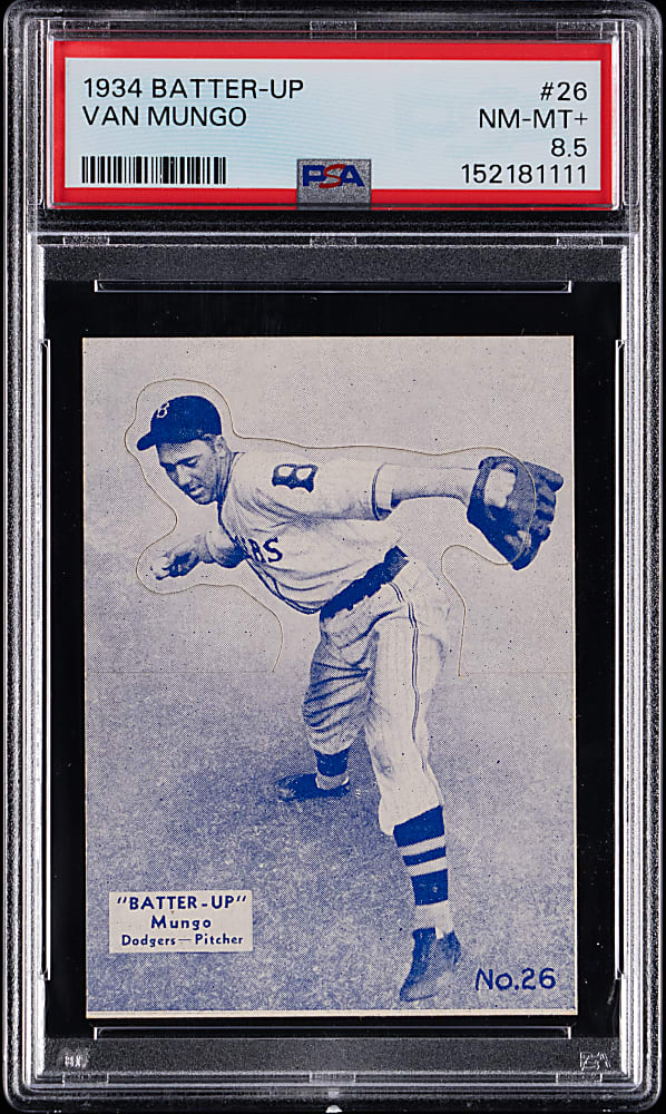1934 R318 Batter-Up #26 Van Mungo PSA NM-MT+ 8.5 with None Higher