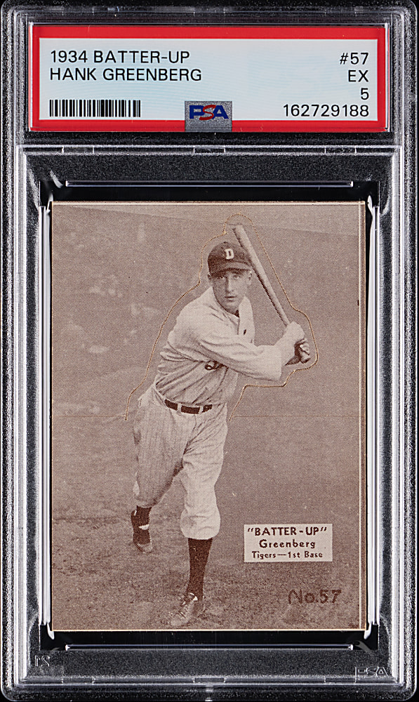 1934 R318 Batter-Up #57 Hank Greenberg PSA EX 5