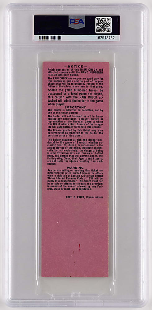 1964 World Series Game 2 Full Ticket - St. Louis Cardinals vs. New York Yankees - Bob Gibson Postseason Debut - PSA EX-MT 6