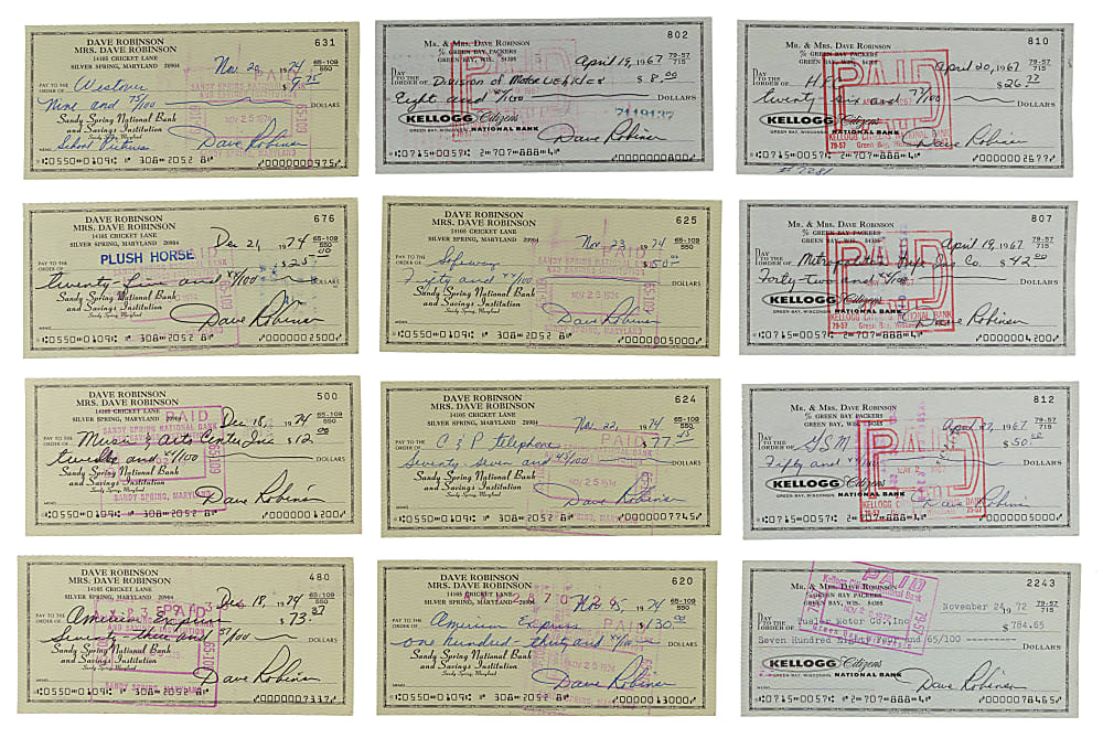1960s-1980s Dave Robinson Signed Check Collection (100)