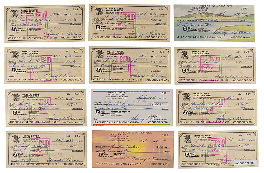 1985 Harvey Kuenn Signed Check Collection (91)