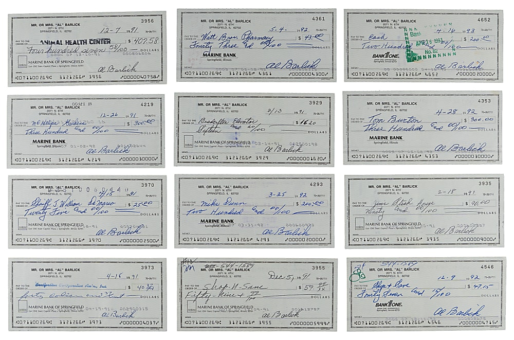 Al Barlick Signed Check Collection (29)