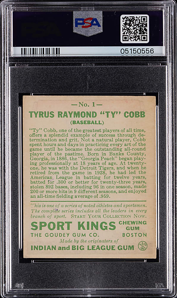 1933 Sport Kings Gum #1 Ty Cobb PSA EX-MT 6