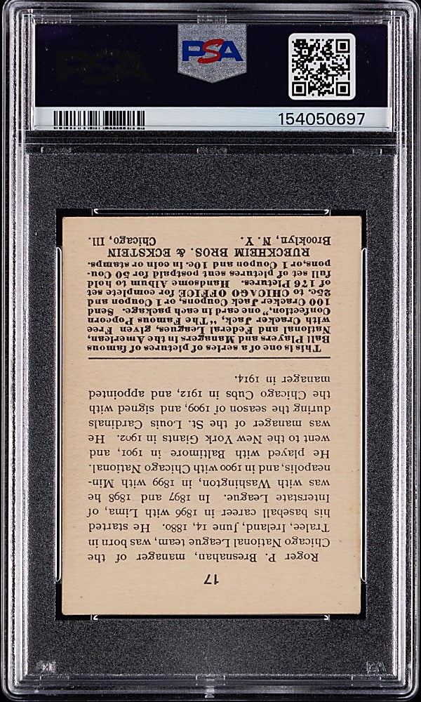1915 Cracker Jack #17 Roger Bresnahan PSA EX 5