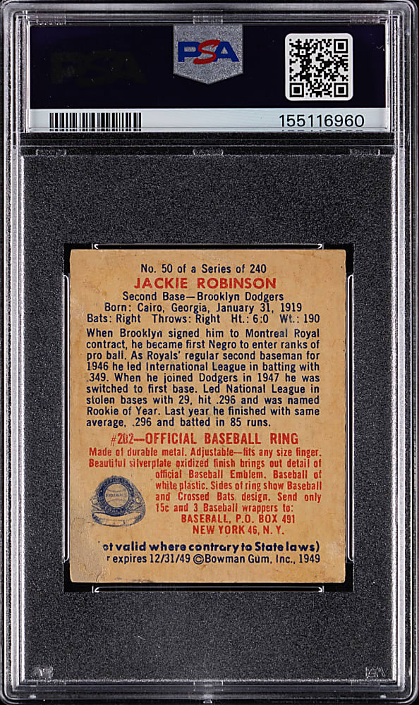 1949 Bowman #50 Jackie Robinson Rookie PSA FAIR 1.5