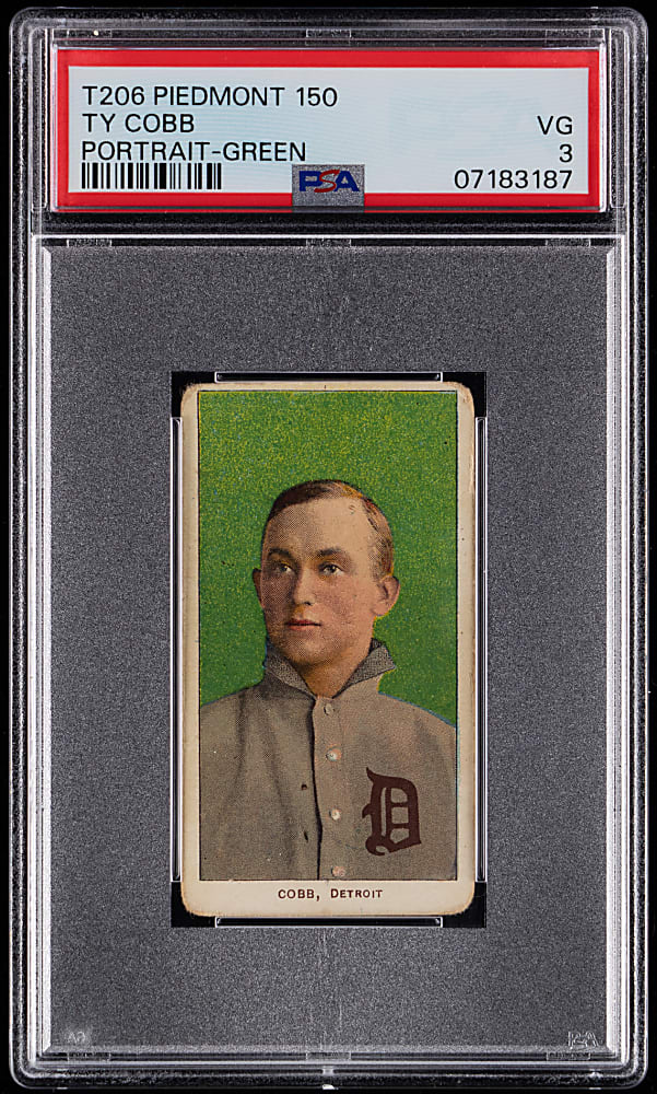 1909-1911 T206 White Border Ty Cobb Green Portrait PSA VG 3