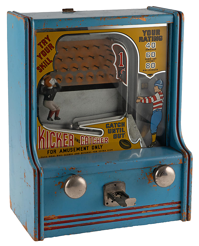 1930s-1940s Kicker & Catcher Football Coin Operated Counter Top Game