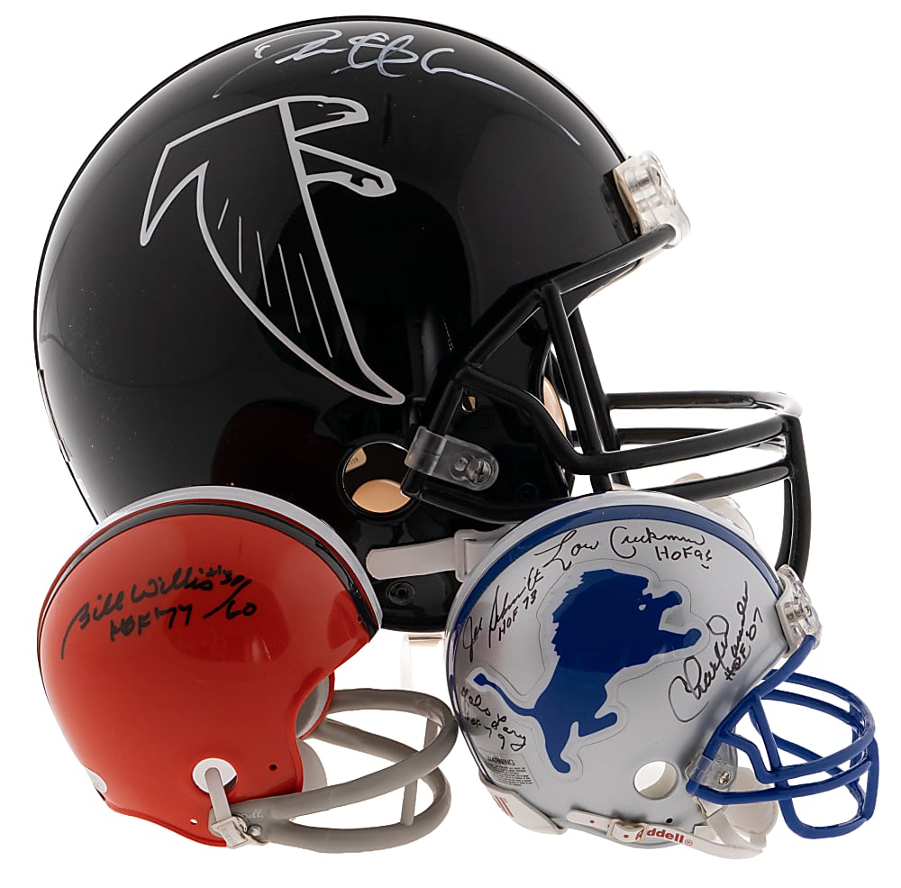 Multi & Single-Signed Football Helmet Trio with Deion Sanders Full-Size Authentic (Fanatics/Steiner)