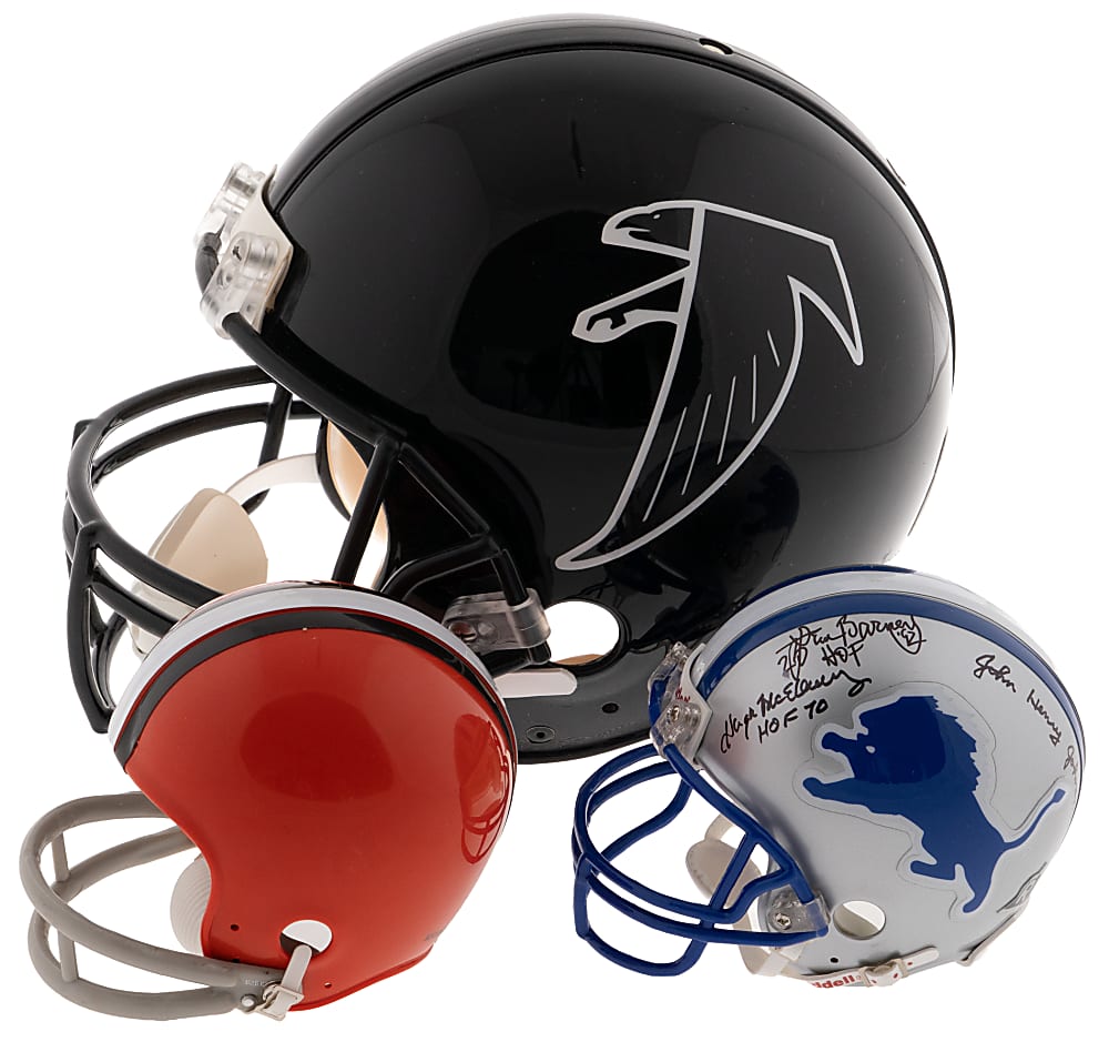 Multi & Single-Signed Football Helmet Trio with Deion Sanders Full-Size Authentic (Fanatics/Steiner)