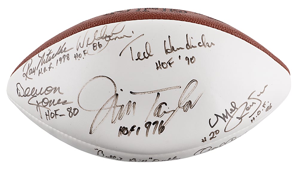 NFL Hall of Famer Football Signed by (20) with Landry, Nitschke & Upshaw - Full JSA LOA