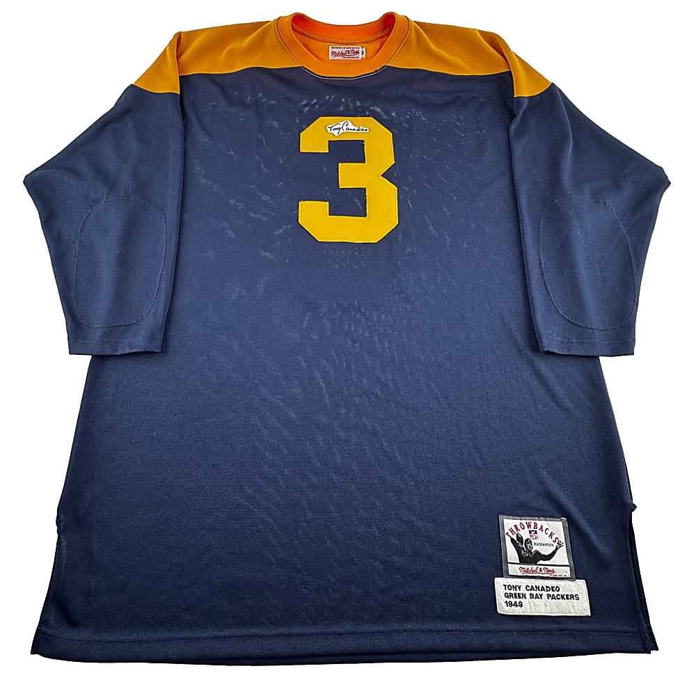 NFL Signed Cuts-on-Jersey Mitchell & Ness Quintet with Graham, Nitschke & Van Buren