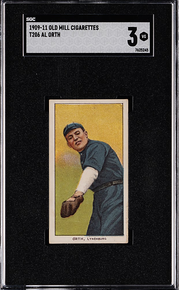 1909-1911 T206 White Border Al Orth Southern Leaguer SGC VG 3 - Old Mill Back