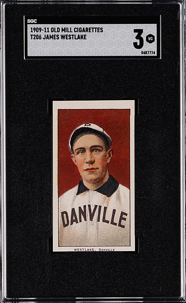 1909-1911 T206 White Border James Westlake Southern Leaguer SGC VG 3 - Old Mill Back