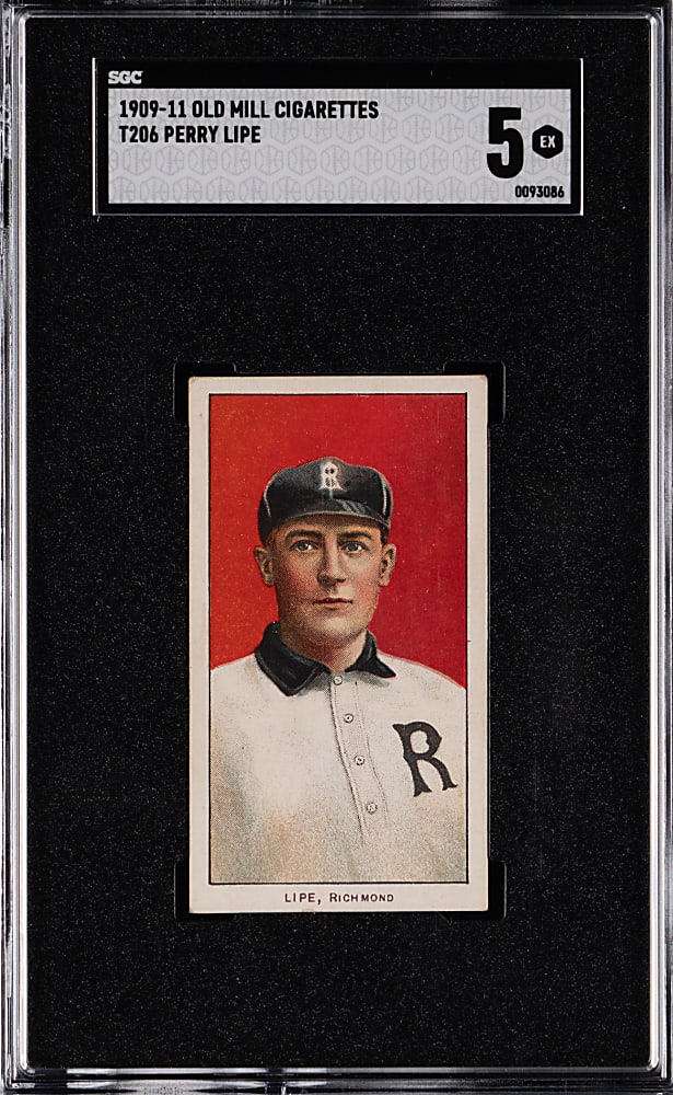 1909-1911 T206 White Border Perry Lipe Southern Leaguer SGC EX 5 - Old Mill Back