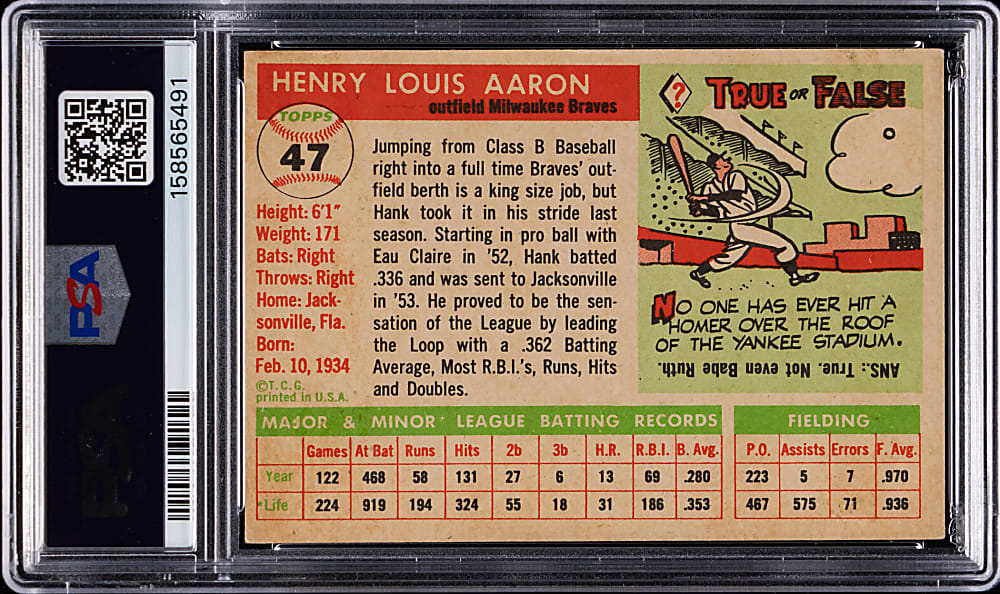 1955 Topps #47 Hank Aaron PSA GOOD+ 2.5