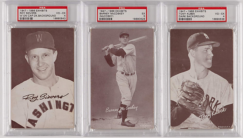 1947-1966 Exhibits Near Complete Master Set (293) with (75+) Hall of Famers Including (2) Mantle, (2) Mays & J. Robinson Plus (3) PSA Graded