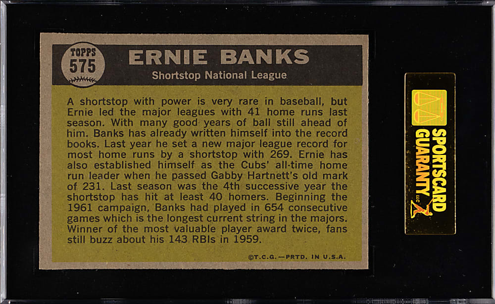 1961 Topps #575 Ernie Banks All-Star High Number SGC NM/MT 8