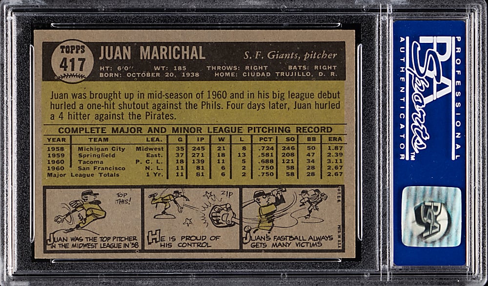 1961 Topps #417 Juan Marichal Rookie PSA NM-MT 8