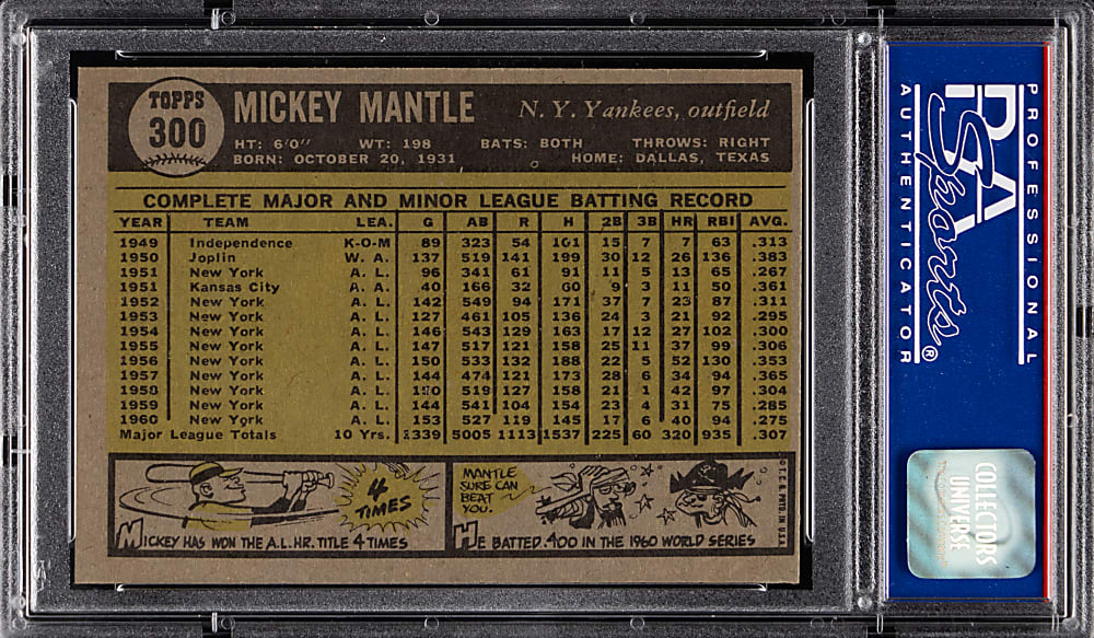 1961 Topps #300 Mickey Mantle PSA NM 7