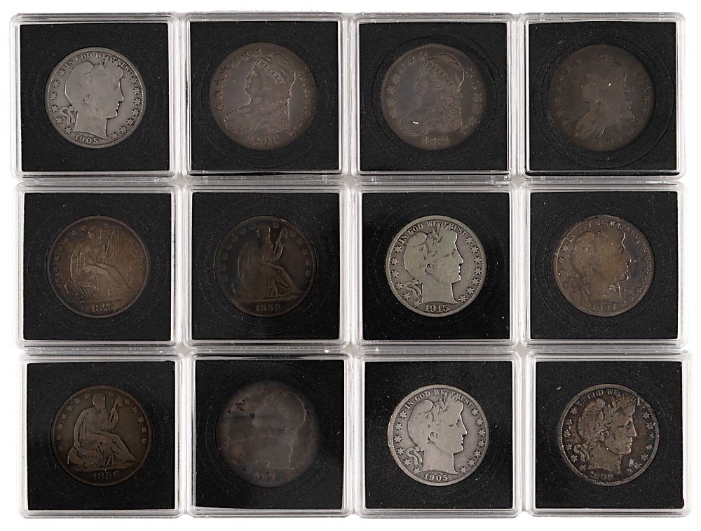 1812-1915 Capped Bust/Liberty Seated/Barber Silver Half Dollar Collection (12)