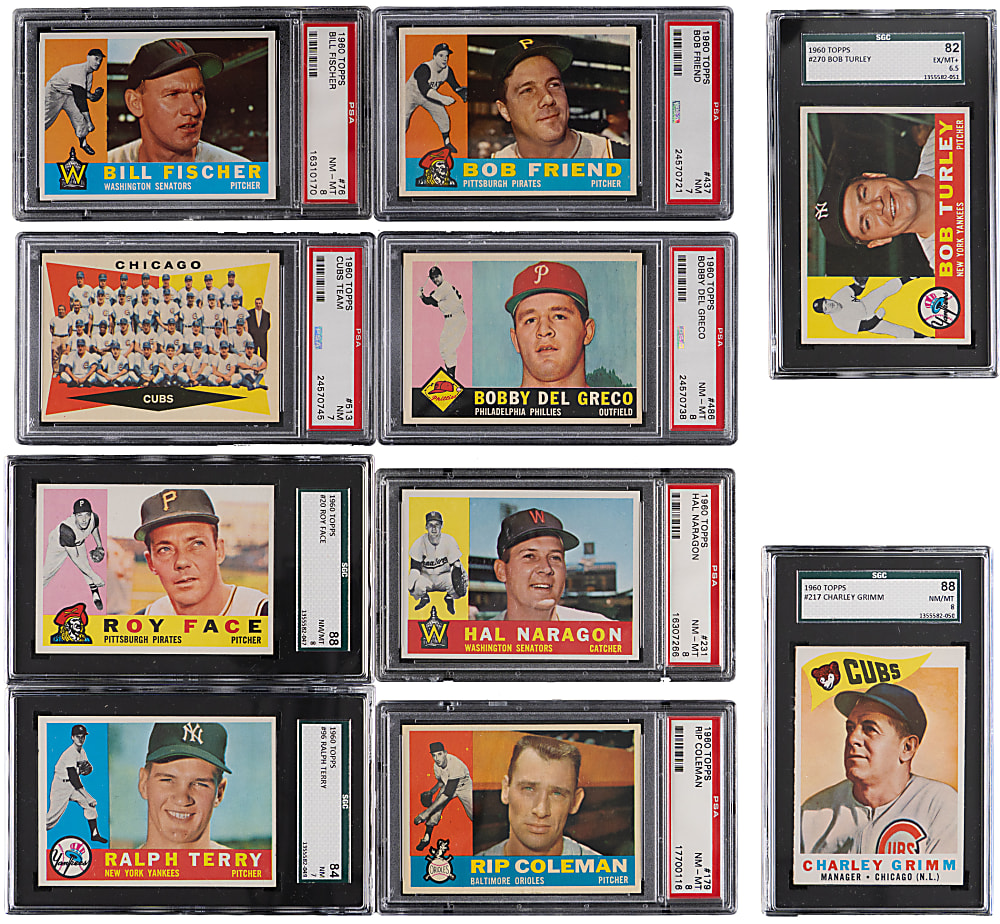 1960 Topps Near Complete Set (568/572) with (19) EX-MT 6 to NM-MT+ 8.5 Graded with Hall of Famers