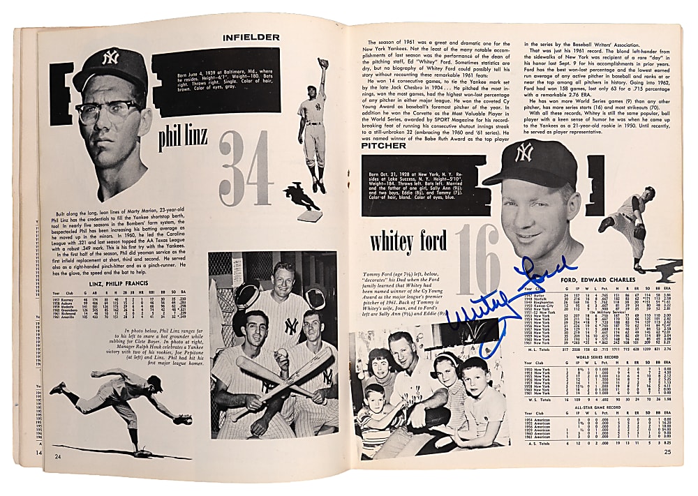 1962 New York Yankees Team-Signed Yearbook with (8) Signatures Including Mickey Mantle, Whitey Ford & Yogi Berra - Full JSA LOA