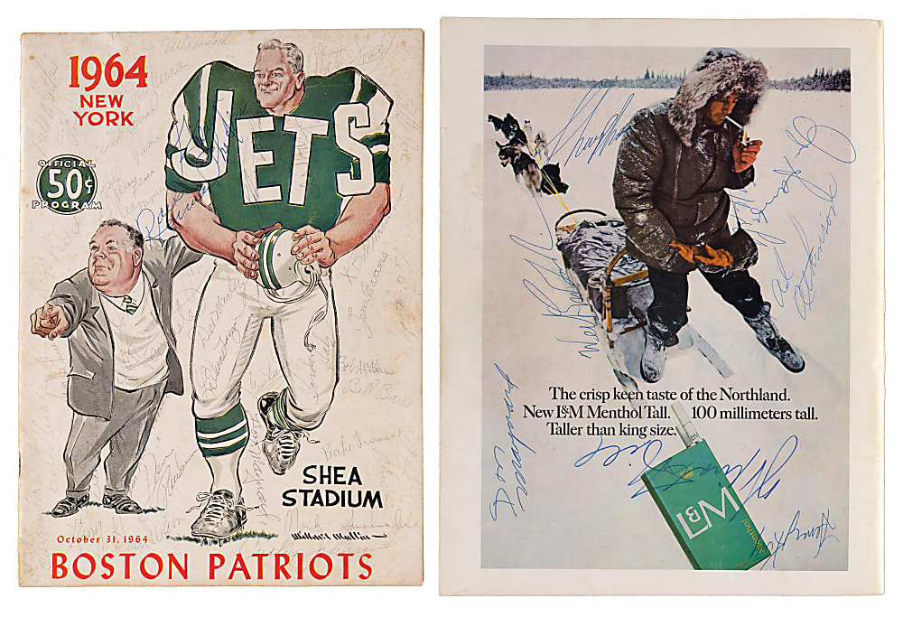 1964 & 1967 New York Jets Team-Signed AFL Program Pair with (44) Signatures Including Joe Namath, Weeb Eubank & Don Maynard