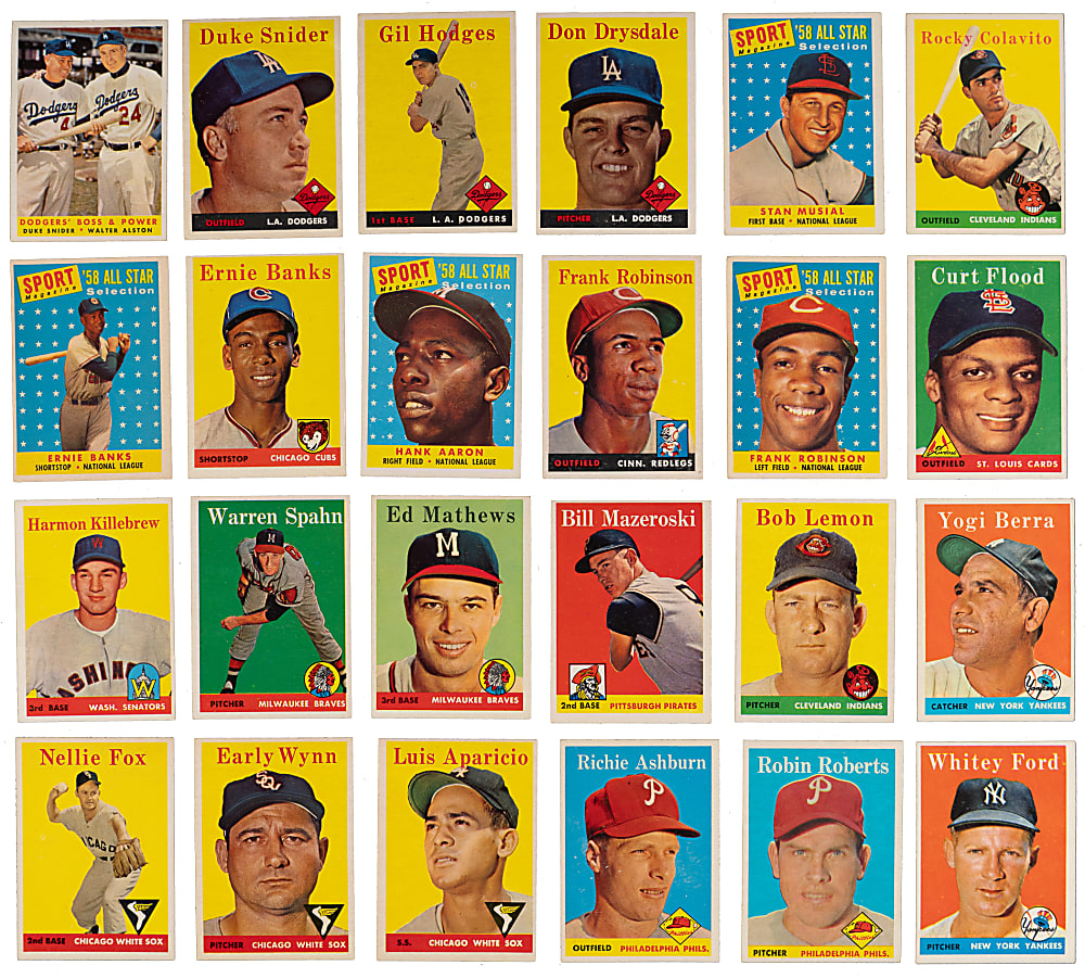 1958 Topps Complete Set (494) with (10) PSA EX 5 to NM-MT 8 Including Roberto Clemente & Willie Mays