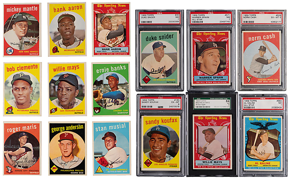 1959 Topps Near Complete Set (570/572) with 65 Graded EX-MT 6 to NM/MT+ 8.5