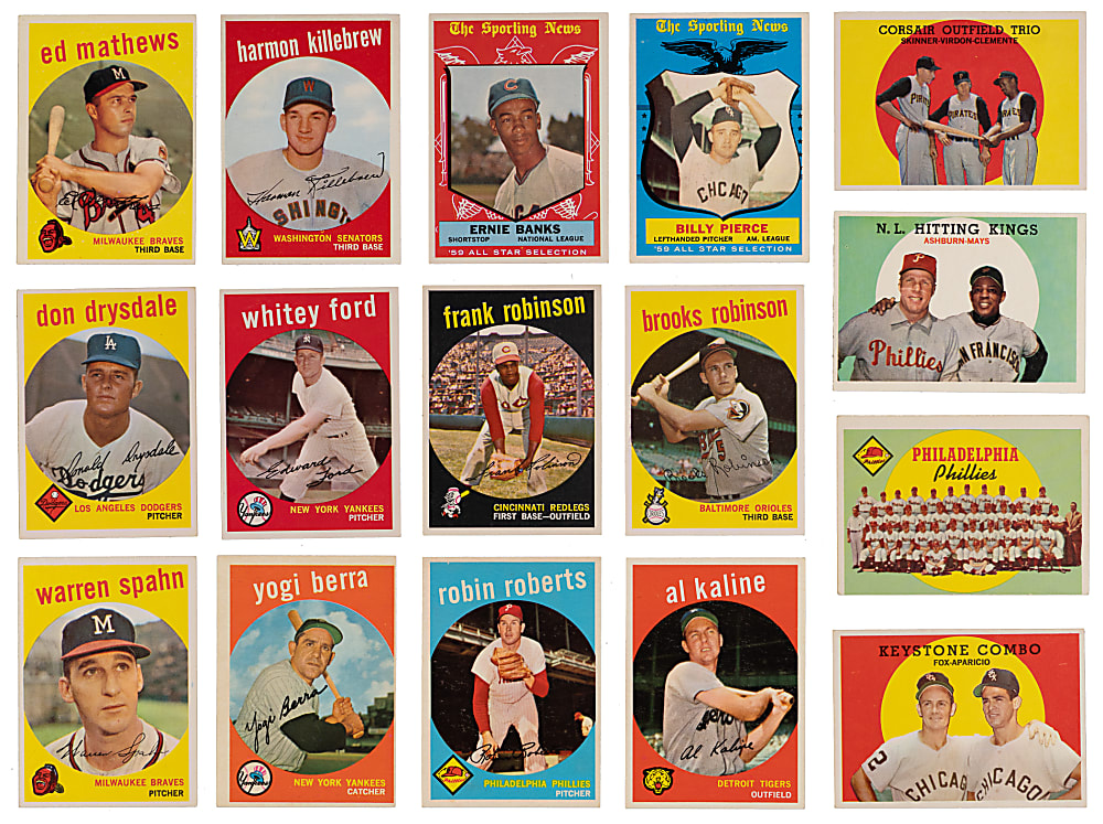 1959 Topps Near Complete Set (570/572) with 65 Graded EX-MT 6 to NM/MT+ 8.5