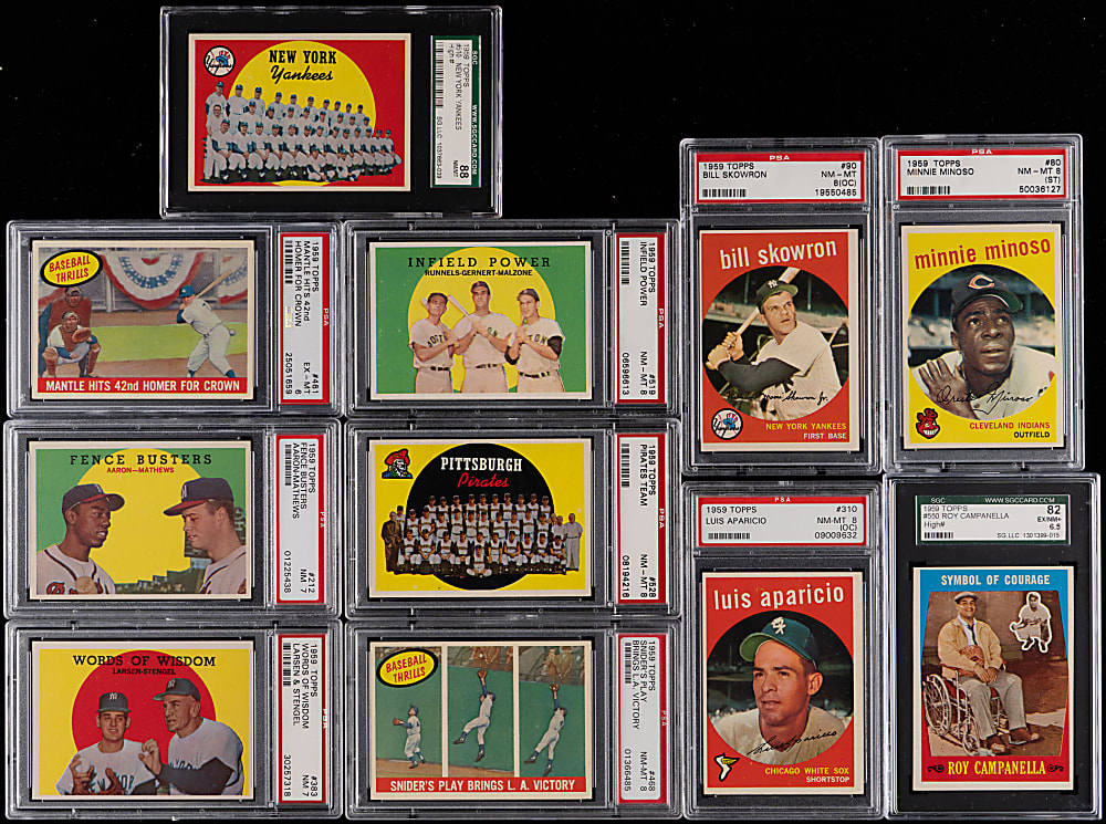 1959 Topps Near Complete Set (570/572) with 65 Graded EX-MT 6 to NM/MT+ 8.5