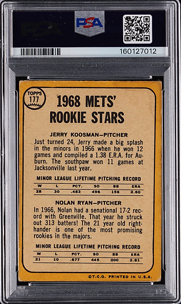 1968 Topps #177 Nolan Ryan Rookie PSA GOOD 2