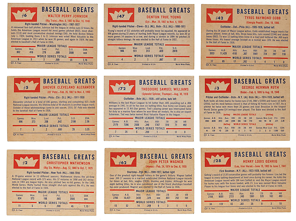 1960 Fleer Greats Complete Set (79)