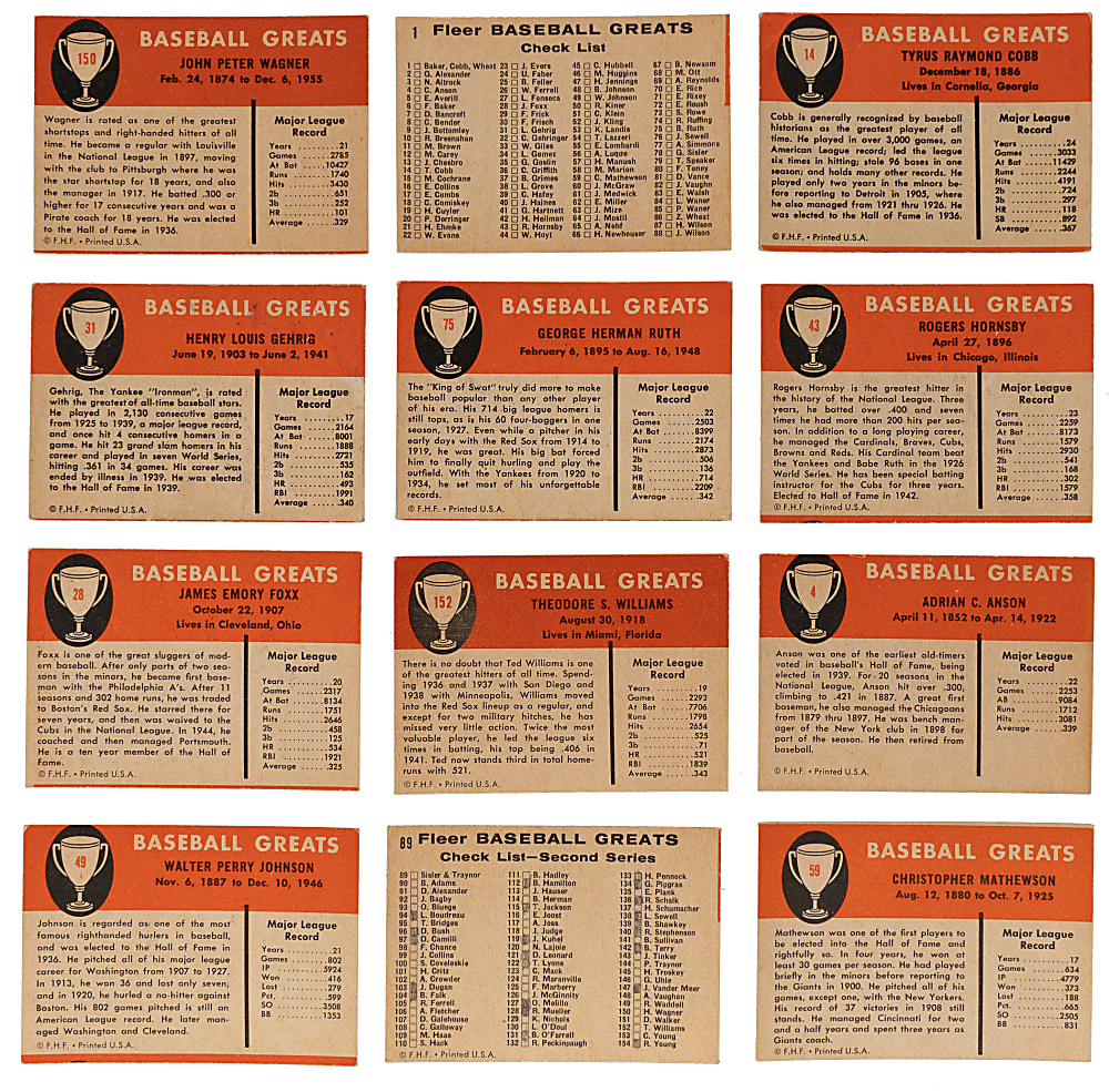 1960 Fleer Greats Complete Set (79)