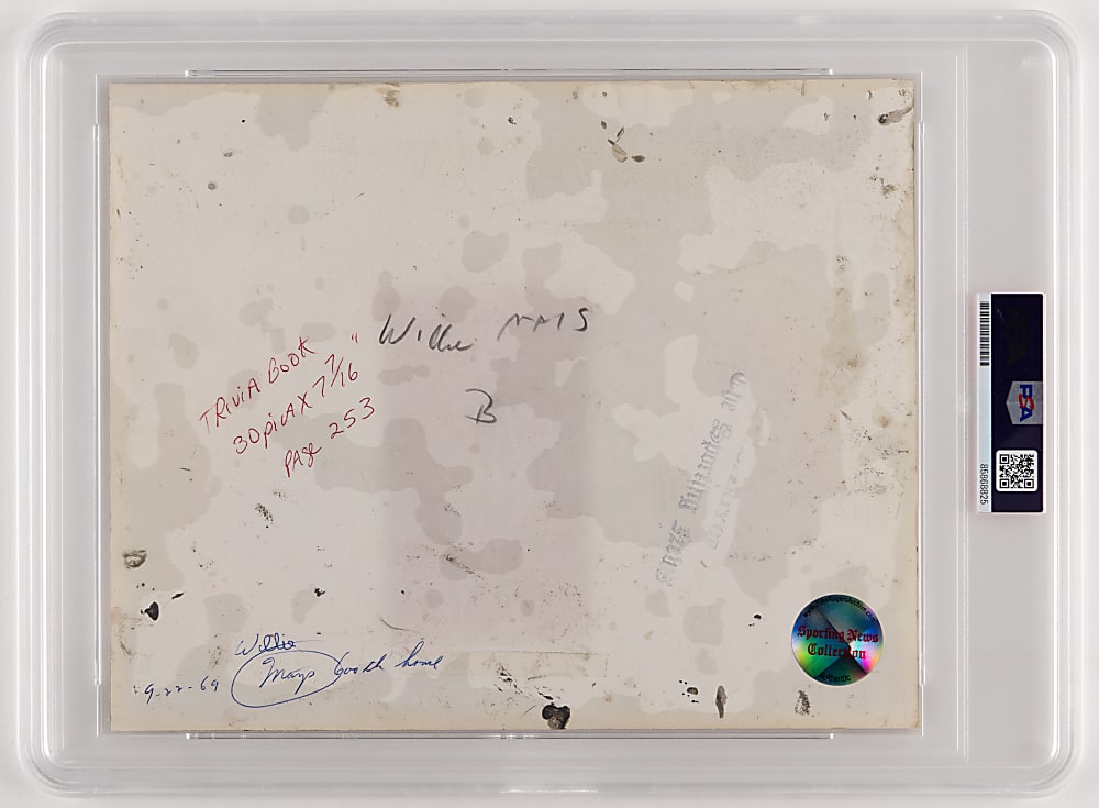 1969 Willie Mays 600th Career Home Run Original Sporting News Type I Photograph - PSA Authentic