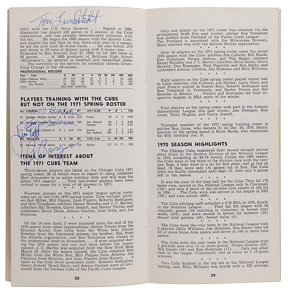 1971 Chicago Cubs Team-Signed Official Press Guide with (46) Signatures Including (5) Hall of Famers
