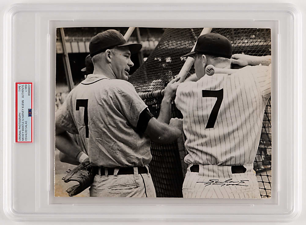 1958 Mickey Mantle & Harvey Kuenn Type I Original Photograph by Osvaldo Salas  - PSA Authentic