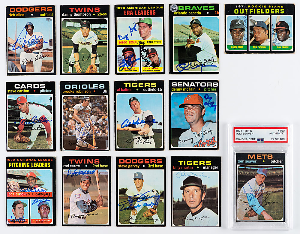 Signed 1971 Topps Partial Set (557/752) with (27) Hall of Famers, (65) High Numbers & (88) Mid-Series