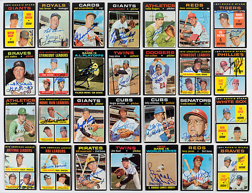 Signed 1971 Topps Partial Set (557/752) with (27) Hall of Famers, (65) High Numbers & (88) Mid-Series