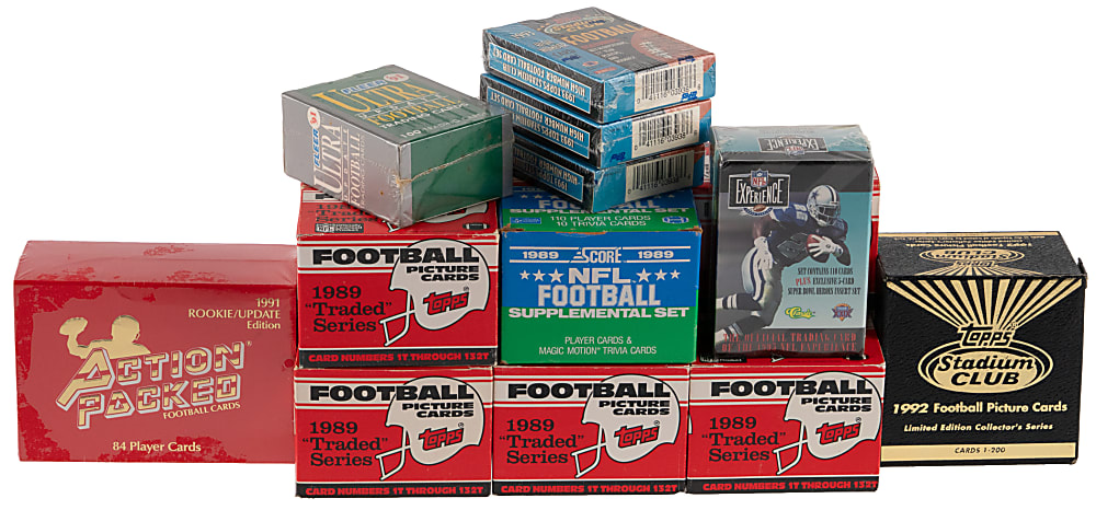 1989-1995 Football Small Complete Set Collection (25) with (17) 1989 Topps Traded