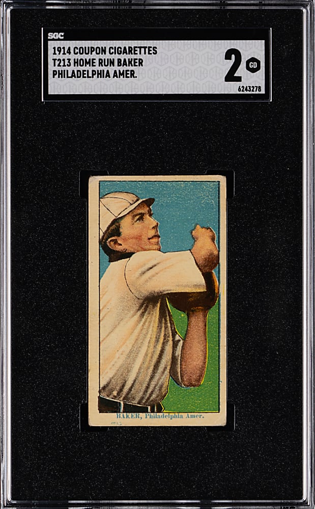 1914 T213-2 Coupon Cigarettes Home Run Baker, Philadelphia Amer. SGC GOOD 2