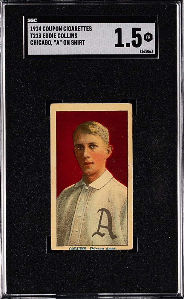 1914 T213-2 Coupon Cigarettes Eddie Collins, Chicago, "A" On Shirt SGC FAIR 1.5