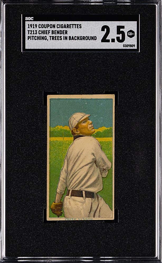 1919 T213-3 Coupon Cigarettes Chief Bender, Trees in Background SGC GOOD+ 2.5