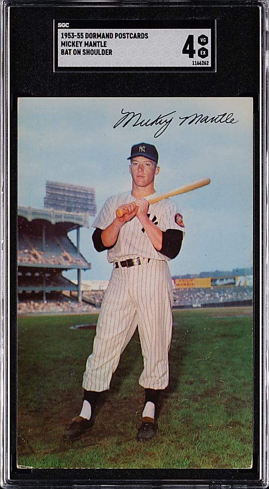 1953-1955 Dormand Postcards Mickey Mantle, Bat on Shoulder SGC VG/EX 4