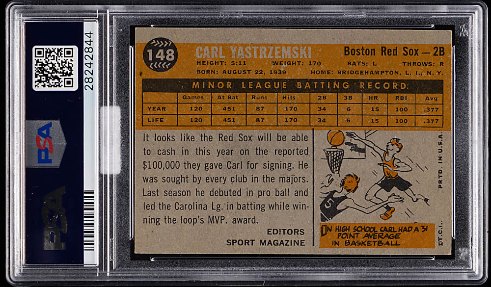 1960 Topps #148 Carl Yastrzemski All-Star Rookie PSA EX-MT 6 (MBA Silver Diamond)