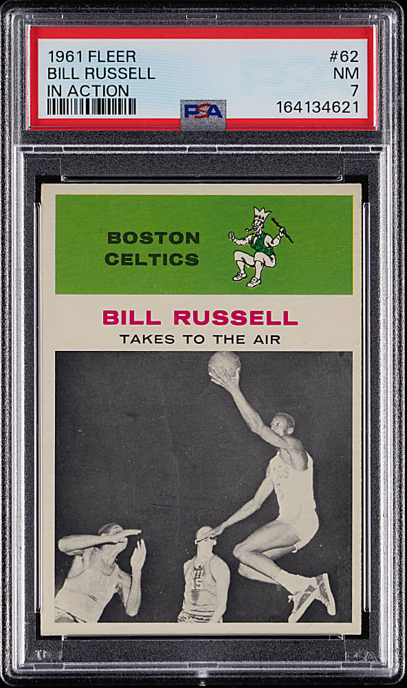 1961-1962 Fleer Basketball #62 Bill Russell In Action PSA NM 7
