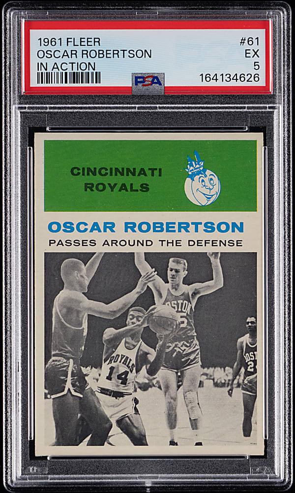 1961-1962 Fleer Basketball #61 Oscar Robertson In Action PSA EX 5