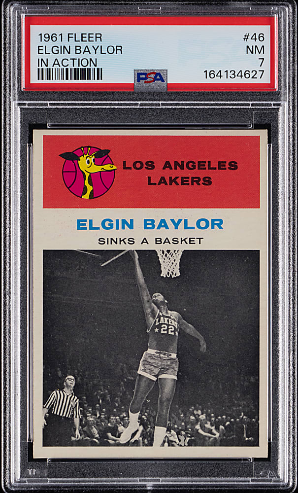 1961-1962 Fleer Basketball #46 Elgin Baylor In Action PSA NM 7
